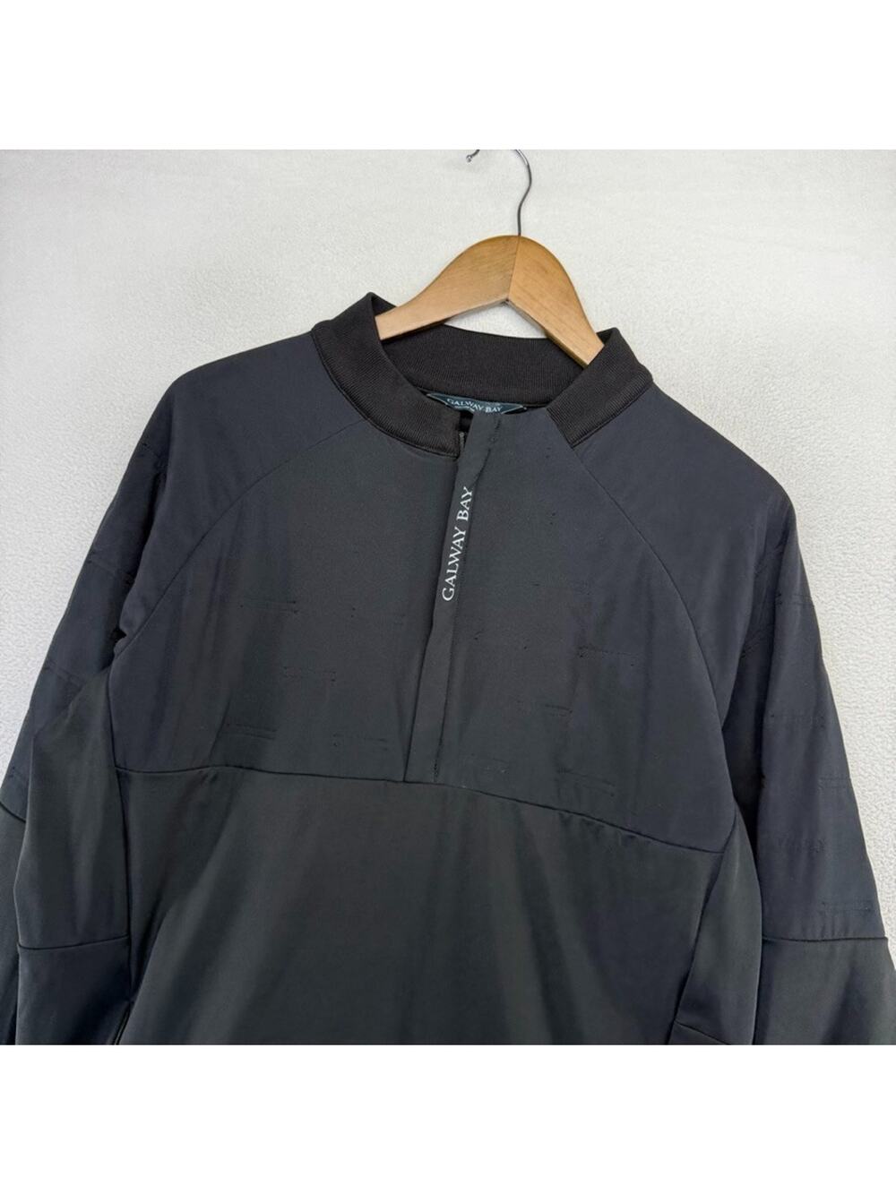 Galway Bay Jacket mens Large Black Hybrid Golf half Zip Performance Pocket Tech